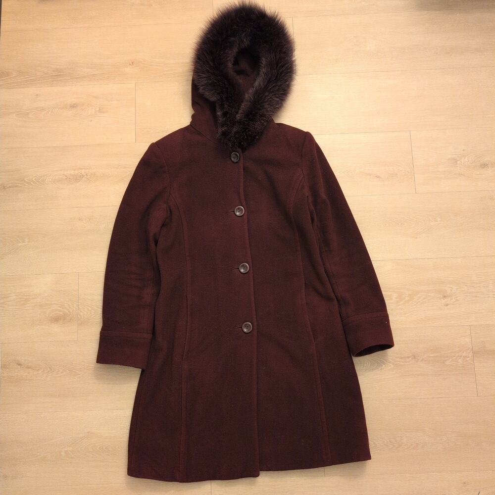 VTG Forecaster of Boston Women's Small Red Wool Coat Fur